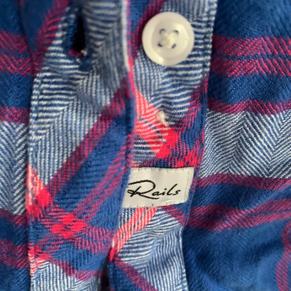 Rails Hunter Plaid Long-Sleeved Soft Flannel in Ruby Sky White (Size Small) - Picture 4 of 6